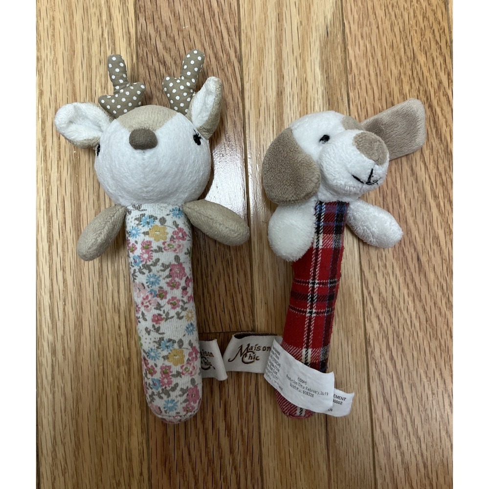 Maison Chic Stick Rattle Bundle - Max  The Puppy & A‎ Reindeer